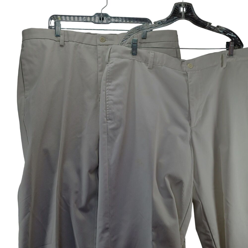 Lot Of Two Izod Mens Dress Pants Beige Size 42 100% Cotton Button Zip Close Imp